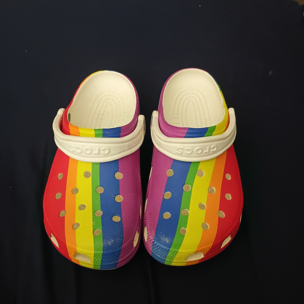 CROCS Kids Rainbow Striped Clogs